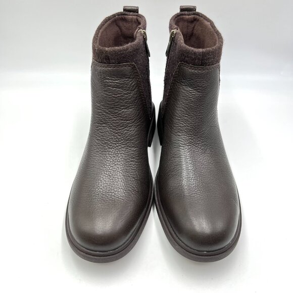 Ugg Womens Size 8.5 Harrison Moto Dark Brown Leather Ankle Boots Booties‎ Shoes - Picture 2 of 16